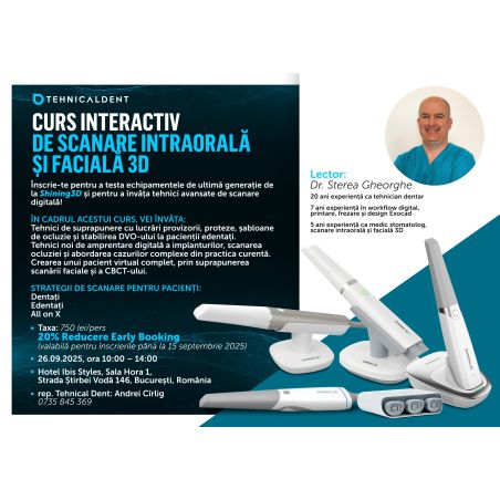 26 septembrie 2025 Bucuresti CURS SCANARE INTRAORALA SI FACIALA 3D 26 septembrie 2025 Bucuresti CURS SCANARE INTRAORALA SI FACIALA 3D