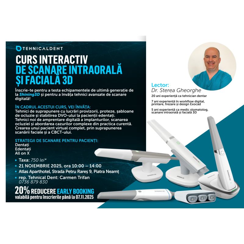 21 noiembrie 2025 Piatra Neamt CURS SCANARE INTRAORALA SI FACIALA 3D