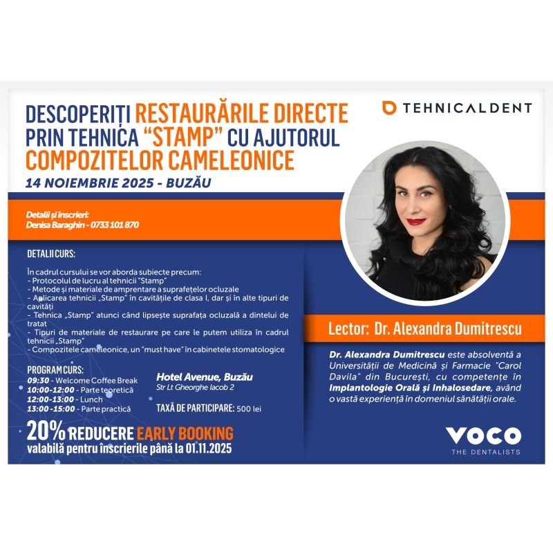 14 noiembrie 2025 Buzau DESCOPERIȚI RESTAURĂRILE DIRECTE PRIN TEHNICA STAMP CU AJUTORUL COMPOZITELOR CAMELEONICE