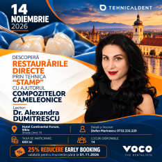 14 noiembrie 2026 Sibiu RESTAURARI DIRECTE PRIN TEHNICA STAMP CU AJUTORUL COMPOZITELOR CAMELEONICE